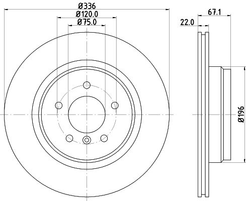 HELLA PAGID Тормозной диск 8DD 355 122-001